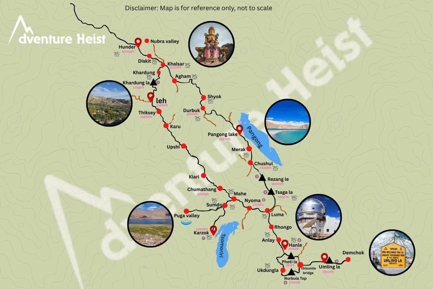Leh - Nubra - Pangong - Hanle - Umling la Route